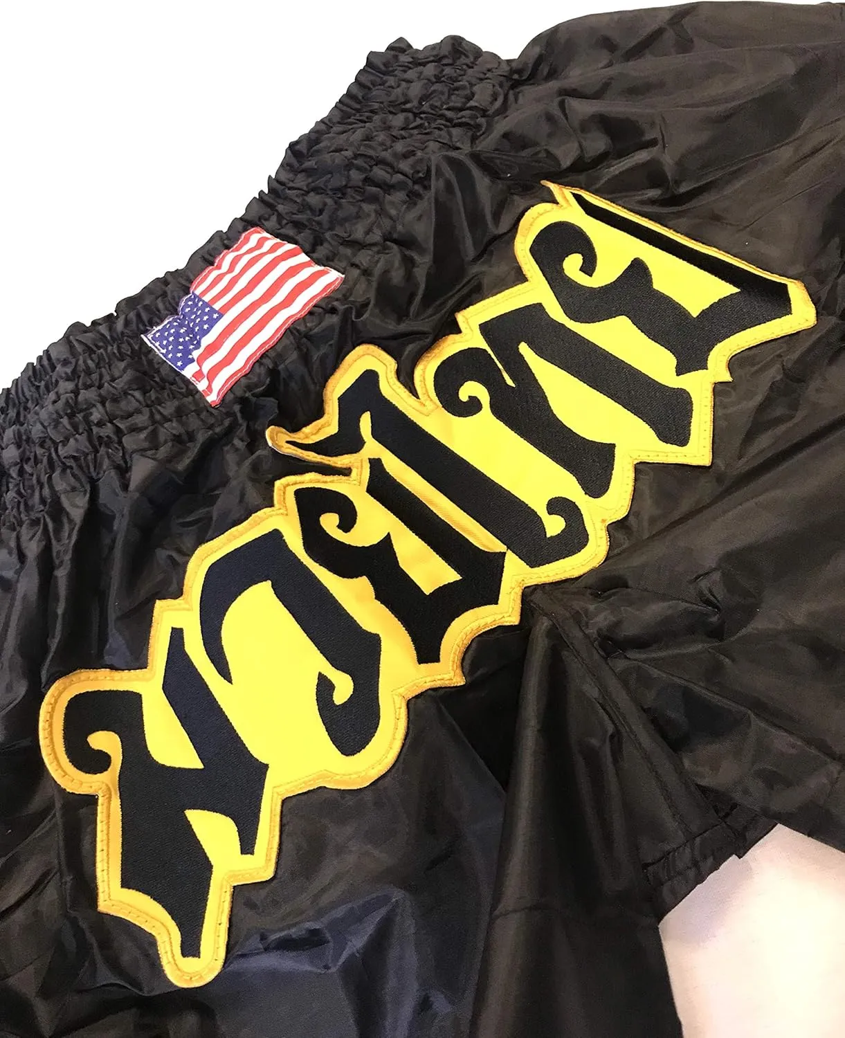Muay Thai Martial Arts Boxing Shorts | Fitness Grappling Fighting Training Kickboxing Shorts Black & Yellow