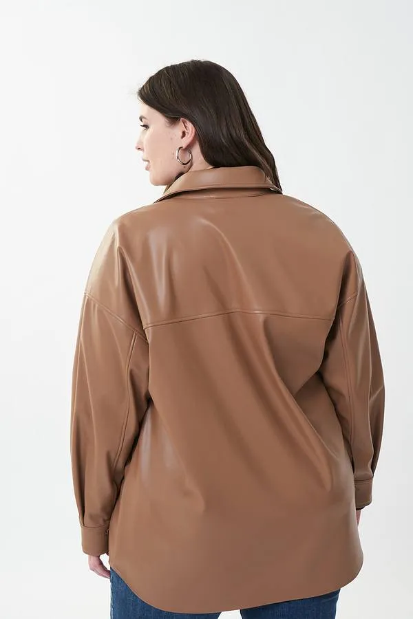 Nell Nutmeg Leatherette Shirt - Joseph Ribkoff 223917