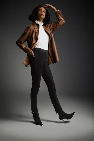 Nell Nutmeg Leatherette Shirt - Joseph Ribkoff 223917