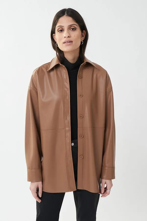 Nell Nutmeg Leatherette Shirt - Joseph Ribkoff 223917