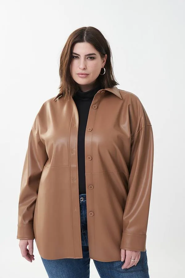 Nell Nutmeg Leatherette Shirt - Joseph Ribkoff 223917