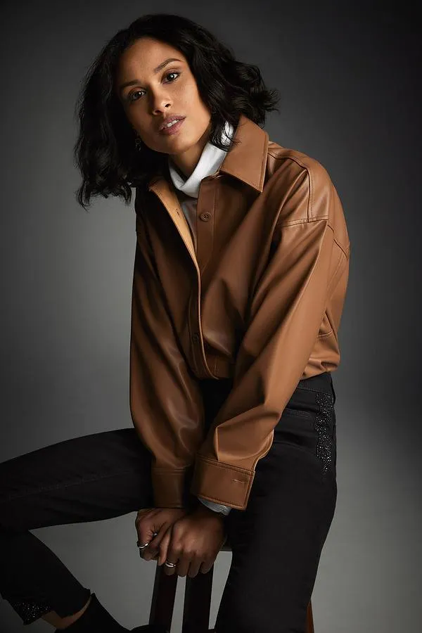 Nell Nutmeg Leatherette Shirt - Joseph Ribkoff 223917