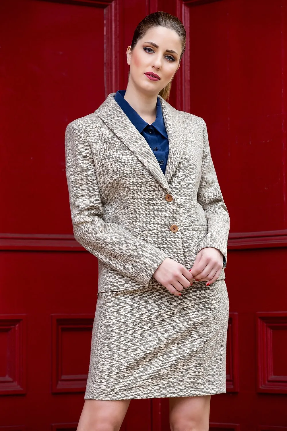 Organic Tweed Wool Cream Jacket