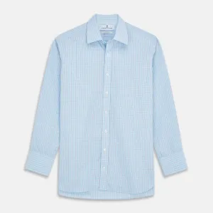 Pale Blue and Green Multi Check Cotton Regular Fit Mayfair Shirt