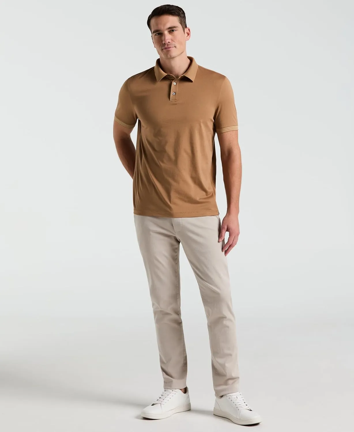 Perry Ellis Men's Icon Polo Shirt with Solid, Breathable, Moisture-Wicking Fabric (Sizes Small-5xl)