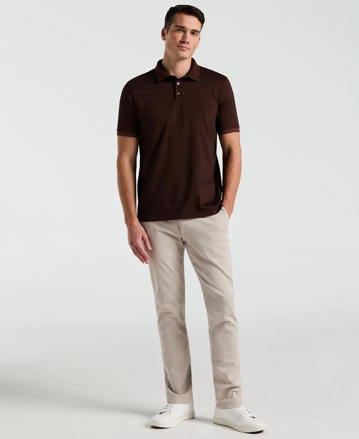 Perry Ellis Men's Icon Polo Shirt with Solid, Breathable, Moisture-Wicking Fabric (Sizes Small-5xl)