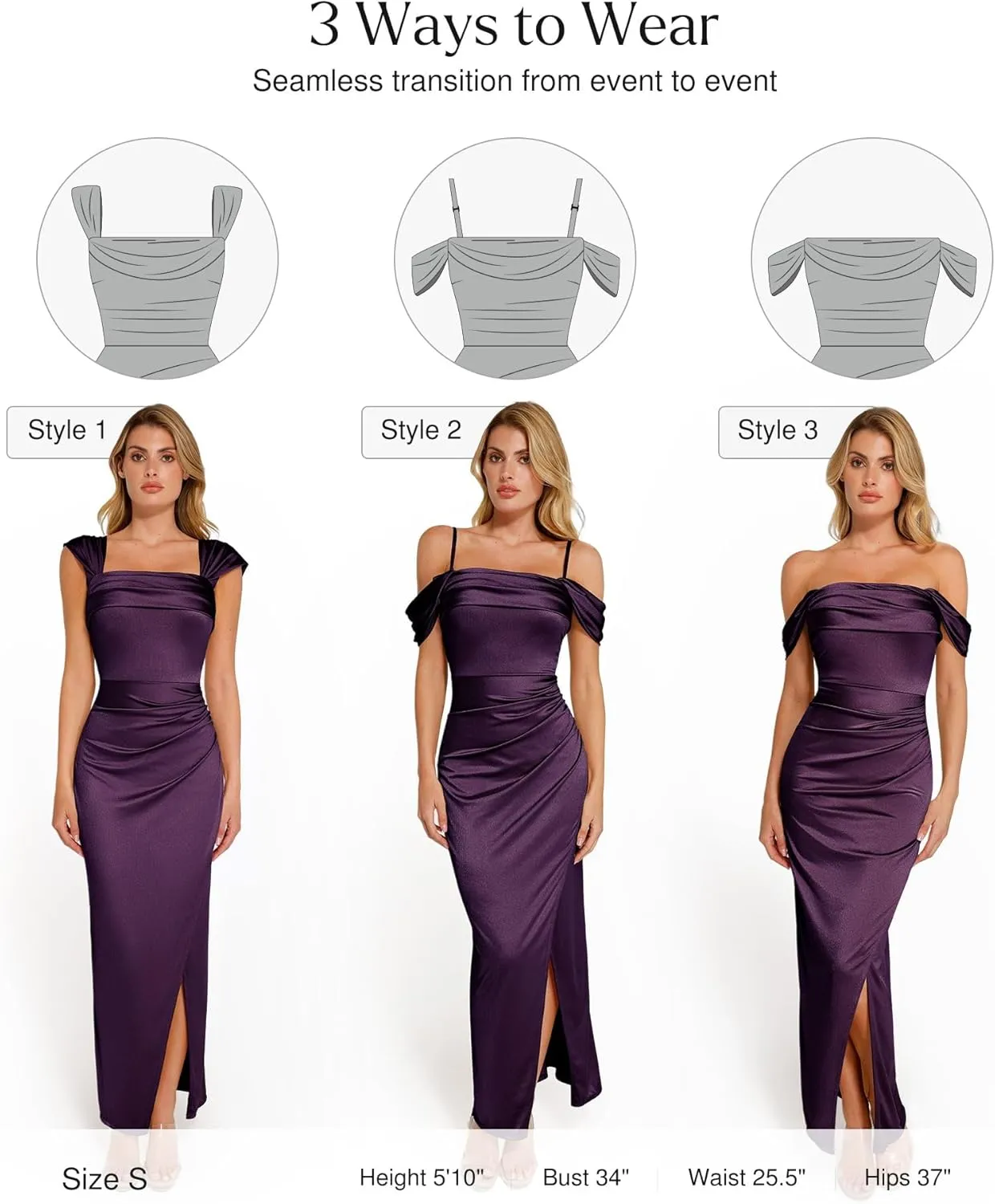 Popilush Shapewear Dress Womens Multi Way Wear Dresses Off The Shoulder Maxi Dress Bodycon Long Cocktail Dresses