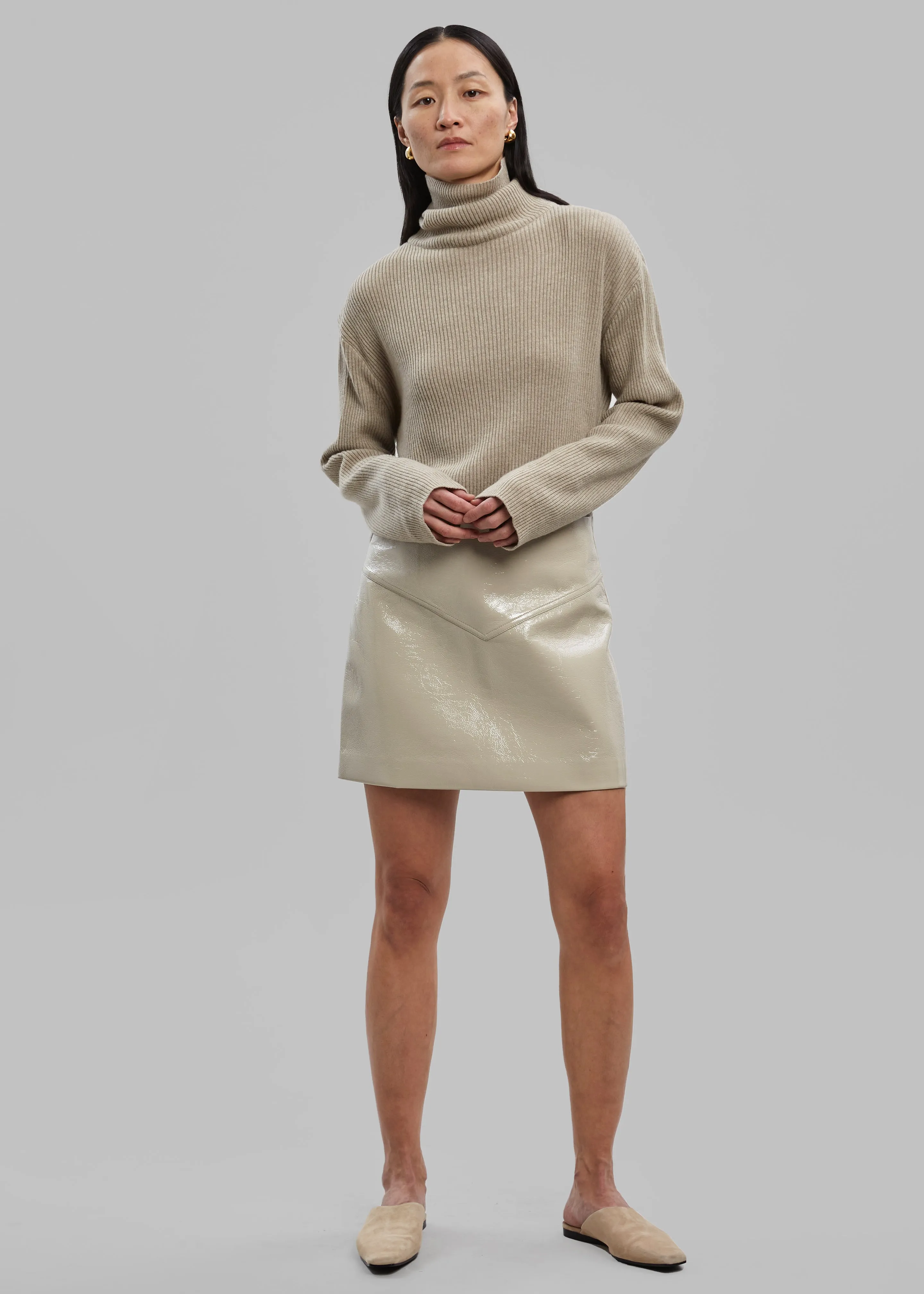 Proenza Schouler White Label Vinyl Mini Skirt - Fawn
