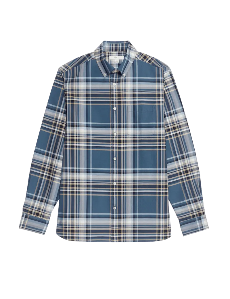 Pure Cotton Check Oxford Shirt
