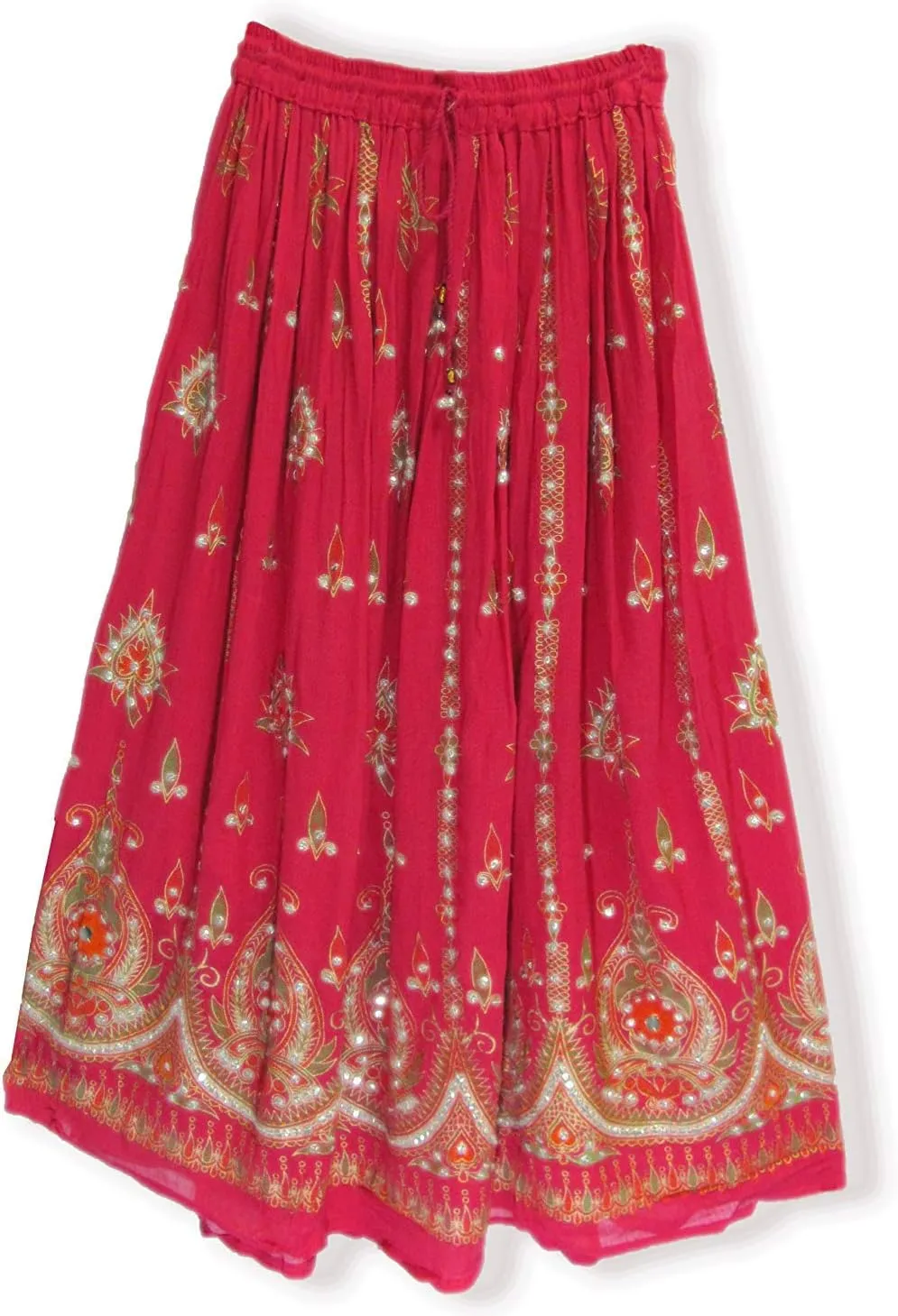 Radhy krishna fashions Tie Dye Yoga Trend Women's Sequined Crinkle Broomstick Gypsy Long Skirt (Pink)
