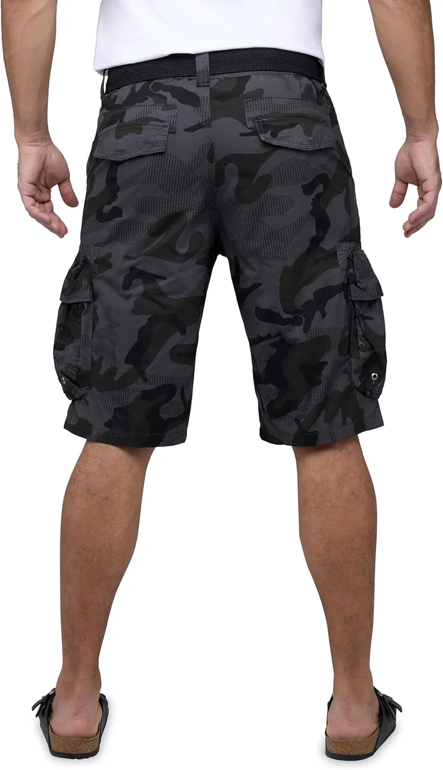RAW X Mens Belted Cargo Shorts, Relaxed Fit Casual Knee Length Cargo Shorts for Men (Big and Tall Shorts for Men)