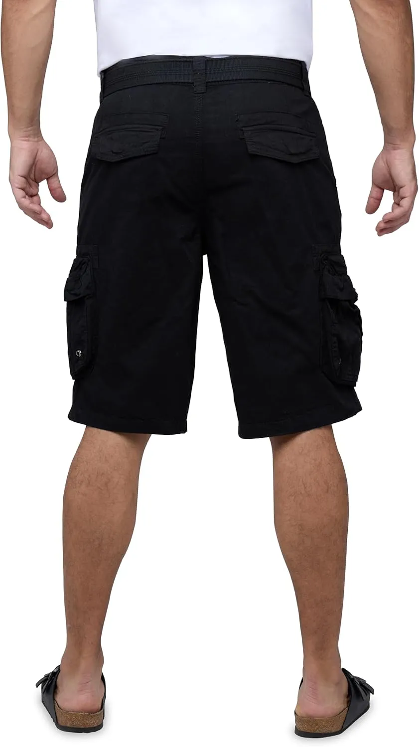 RAW X Mens Belted Cargo Shorts, Relaxed Fit Casual Knee Length Cargo Shorts for Men (Big and Tall Shorts for Men)
