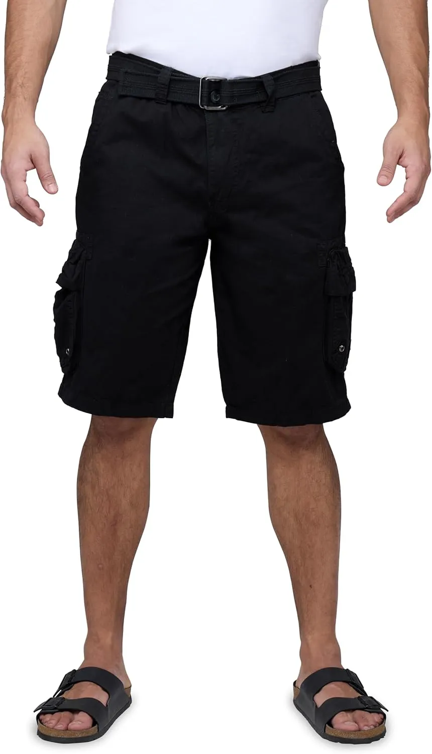 RAW X Mens Belted Cargo Shorts, Relaxed Fit Casual Knee Length Cargo Shorts for Men (Big and Tall Shorts for Men)