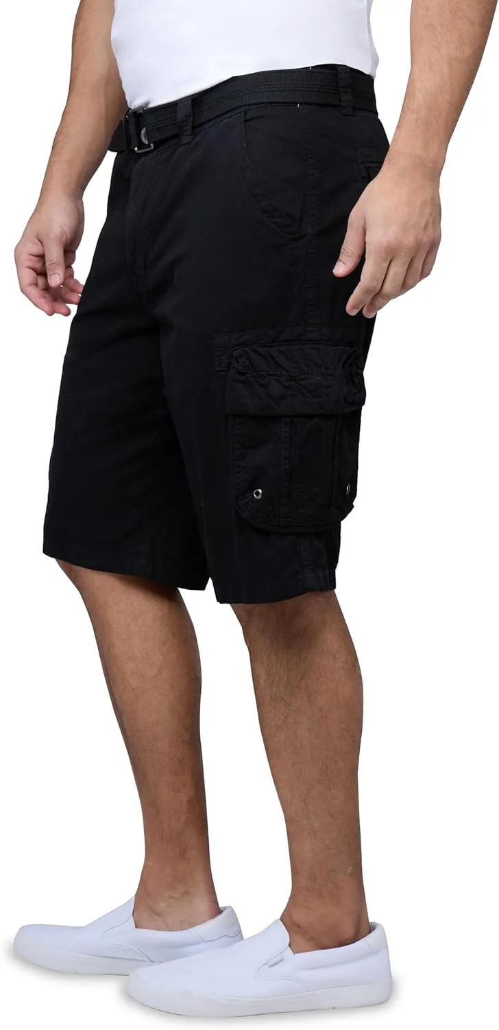 RAW X Mens Belted Cargo Shorts, Relaxed Fit Casual Knee Length Cargo Shorts for Men (Big and Tall Shorts for Men)