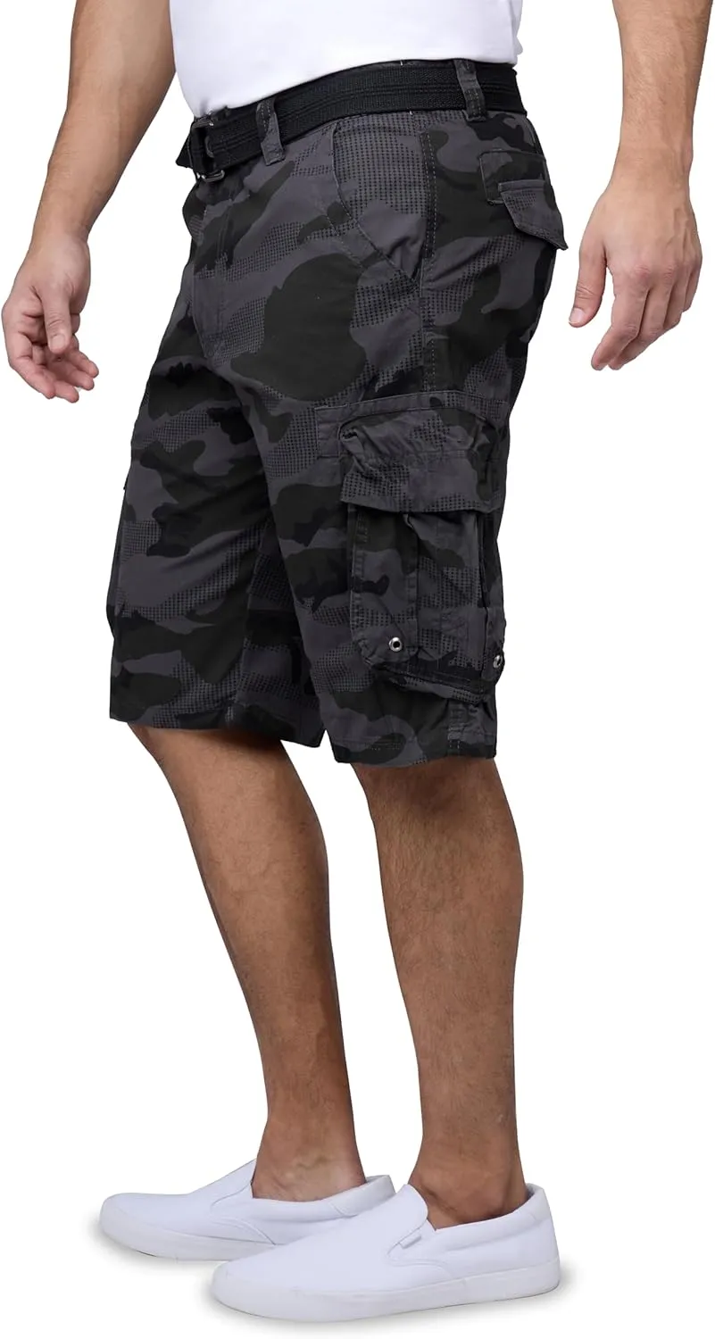 RAW X Mens Belted Cargo Shorts, Relaxed Fit Casual Knee Length Cargo Shorts for Men (Big and Tall Shorts for Men)