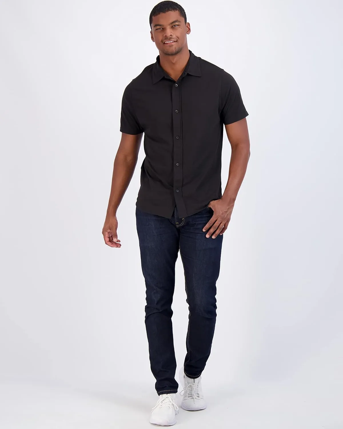 Real Essentials 3-Pack: Men's Regular Fit Casual Short Sleeve Button Down Shirt (Available in Big & Tall)