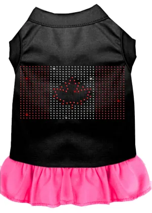 Rhinestone Canadian Flag Dress Black With Bright Pink Xl