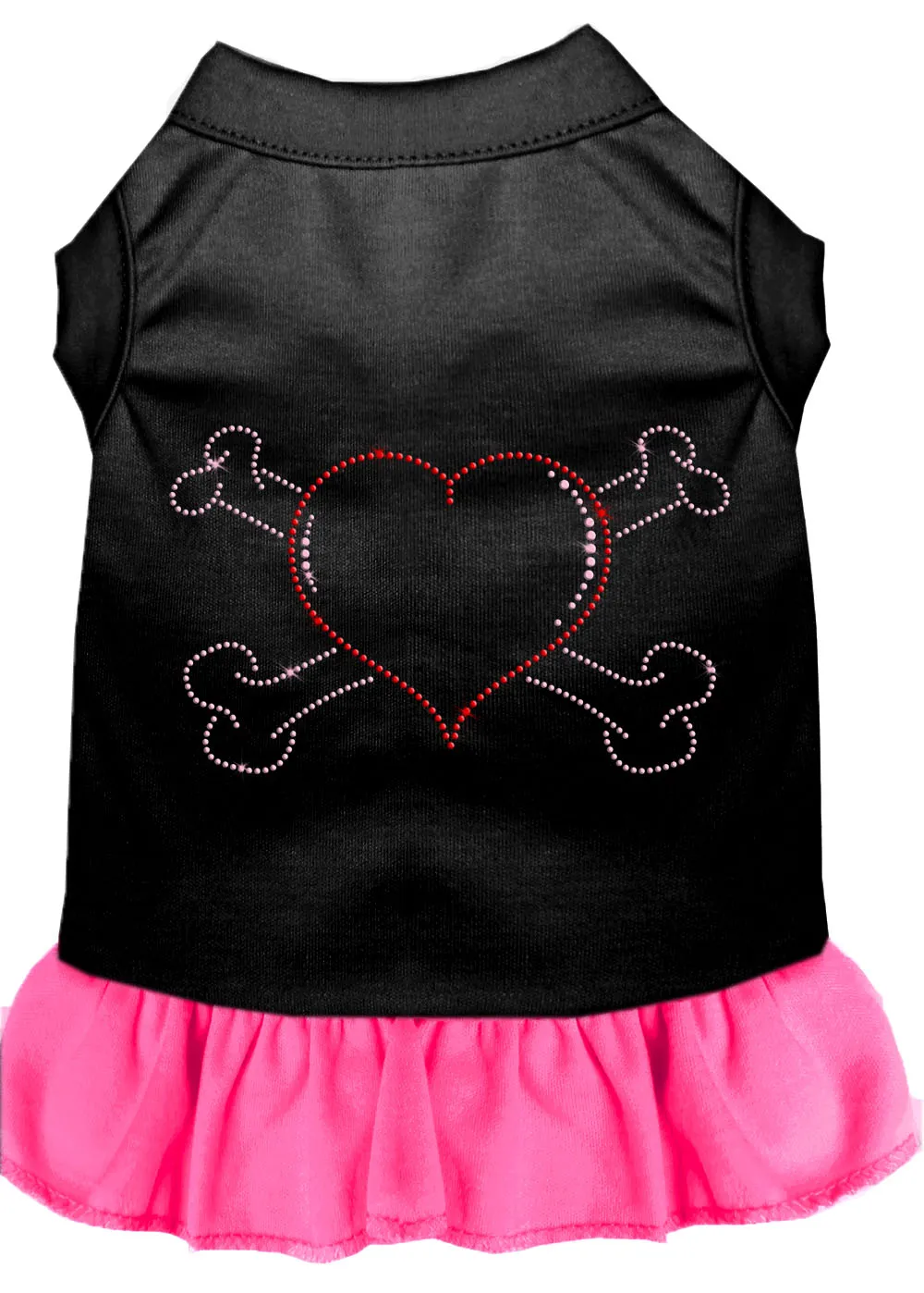 Rhinestone Heart And Crossbones Dress Black With Bright Pink Xxl