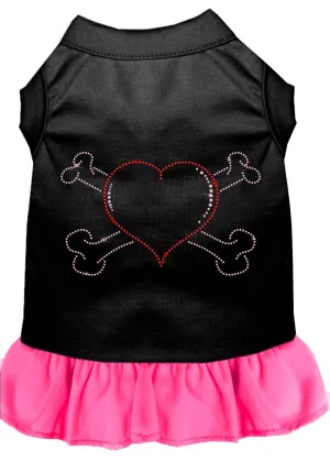 Rhinestone Heart And Crossbones Dress Black With Bright Pink Xxl