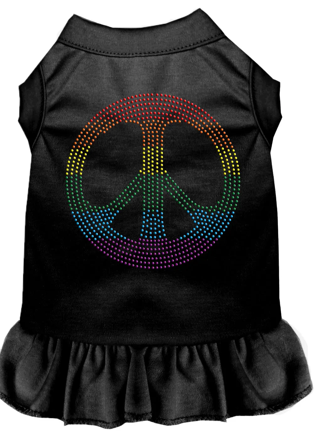 Rhinestone Rainbow Peace Dress Black Xxxl