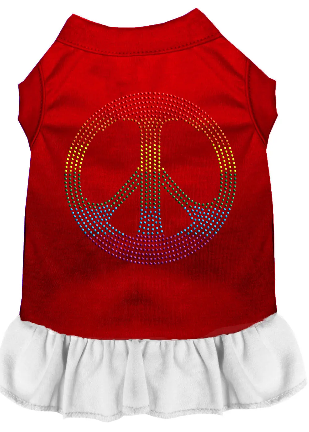 Rhinestone Rainbow Peace Dress Red With White Xs
