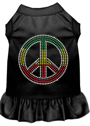 Rhinestone Rasta Peace Dress Black Sm