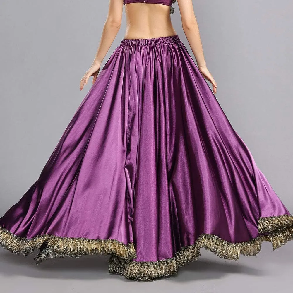 ROYAL SMEELA Belly Dance Skirt Belly Dancer Costumes for Women Satin Skirt Maxi Slit Flamenco Skirts Belly Dancing Outfit