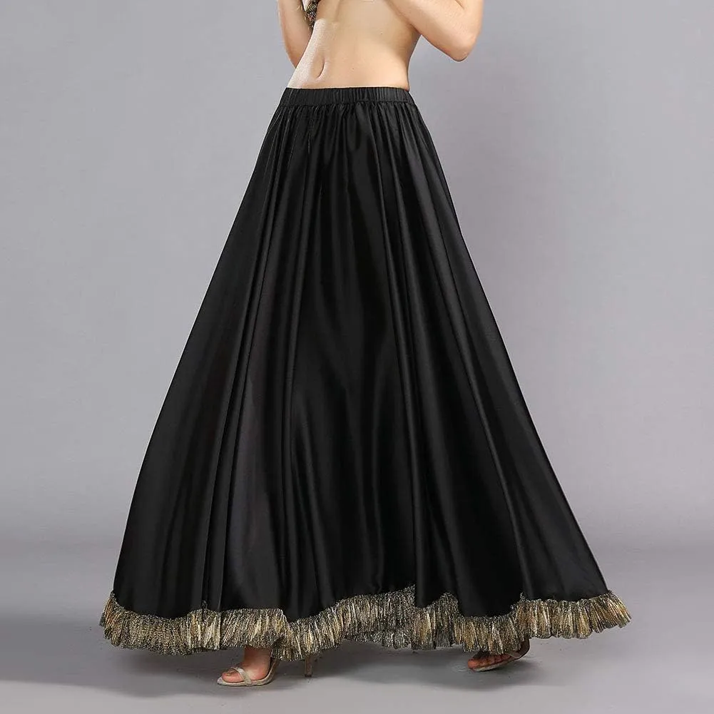 ROYAL SMEELA Belly Dance Skirt Belly Dancer Costumes for Women Satin Skirt Maxi Slit Flamenco Skirts Belly Dancing Outfit