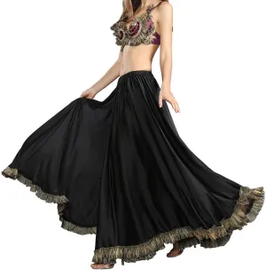 ROYAL SMEELA Belly Dance Skirt Belly Dancer Costumes for Women Satin Skirt Maxi Slit Flamenco Skirts Belly Dancing Outfit