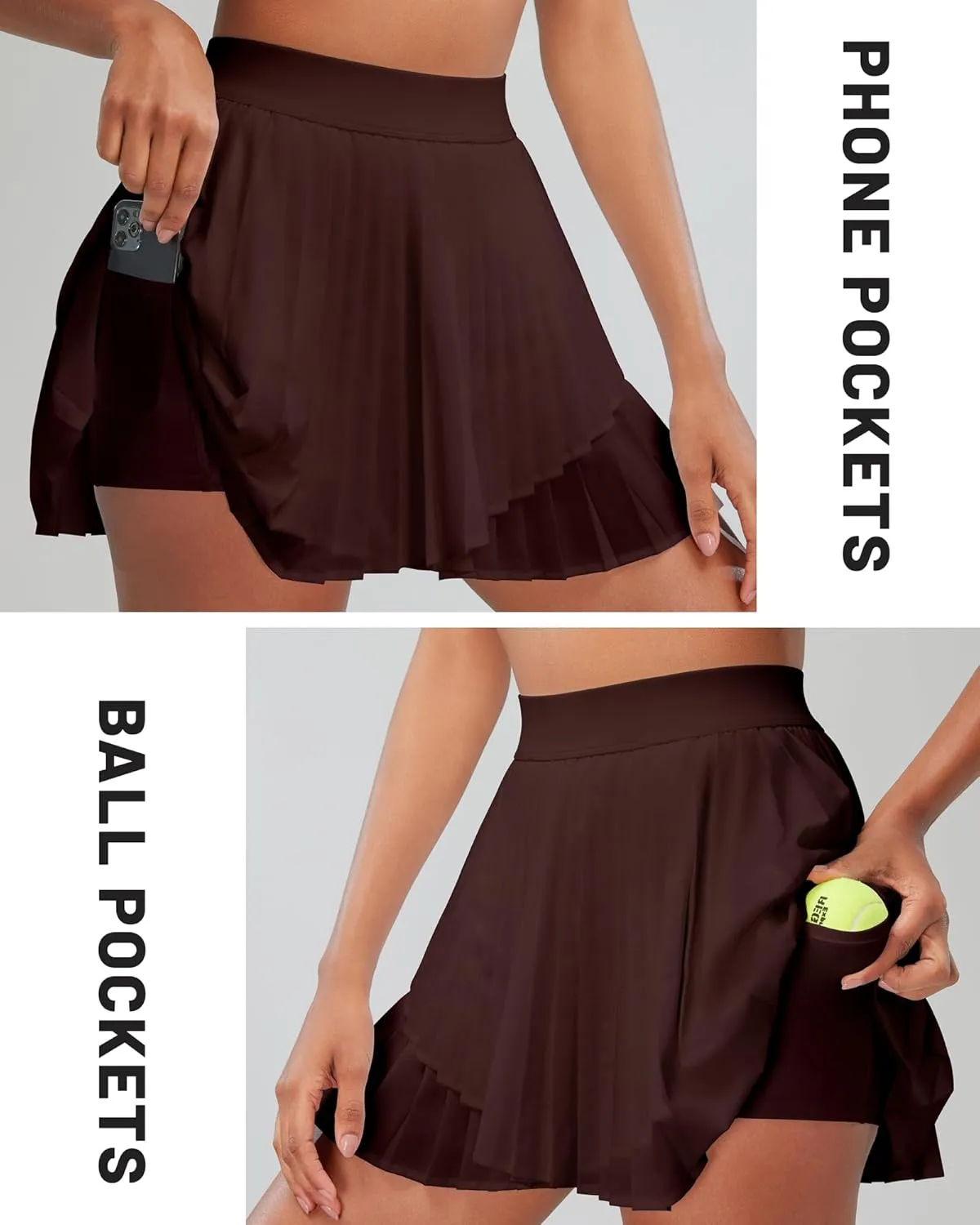 RUNNING GIRL Women's Pleated Tennis Skirts with Pockets High Waisted Tummy Control Casual Athletic Workout Golf Skorts