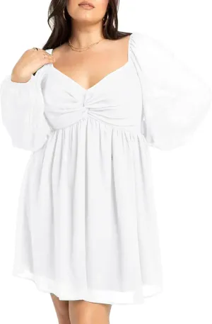 SCOMCHIC Women's Plus Size Puff Long Sleeve Dresses Sweetheart Neckline A Line Short Wedding Guest Cocktail Dress