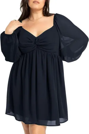 SCOMCHIC Women's Plus Size Puff Long Sleeve Dresses Sweetheart Neckline A Line Short Wedding Guest Cocktail Dress