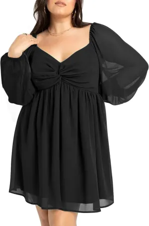 SCOMCHIC Women's Plus Size Puff Long Sleeve Dresses Sweetheart Neckline A Line Short Wedding Guest Cocktail Dress