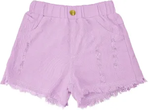 SEAUR Girls Ripped Raw Hem Denim Shorts Elastic Waist Straight Leg Jean Shorts Casual Summer Skort