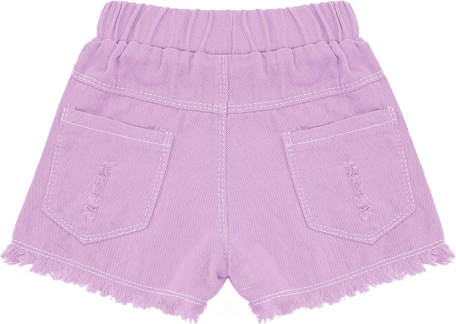 SEAUR Girls Ripped Raw Hem Denim Shorts Elastic Waist Straight Leg Jean Shorts Casual Summer Skort