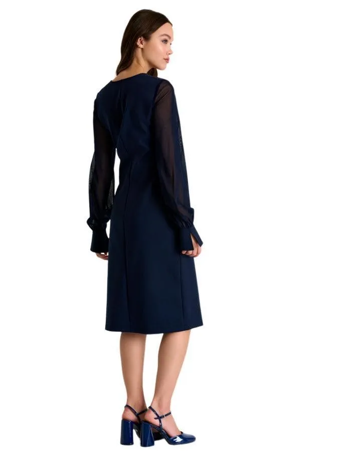 Shan Sofia Sheer Sleeve Elegant Dress