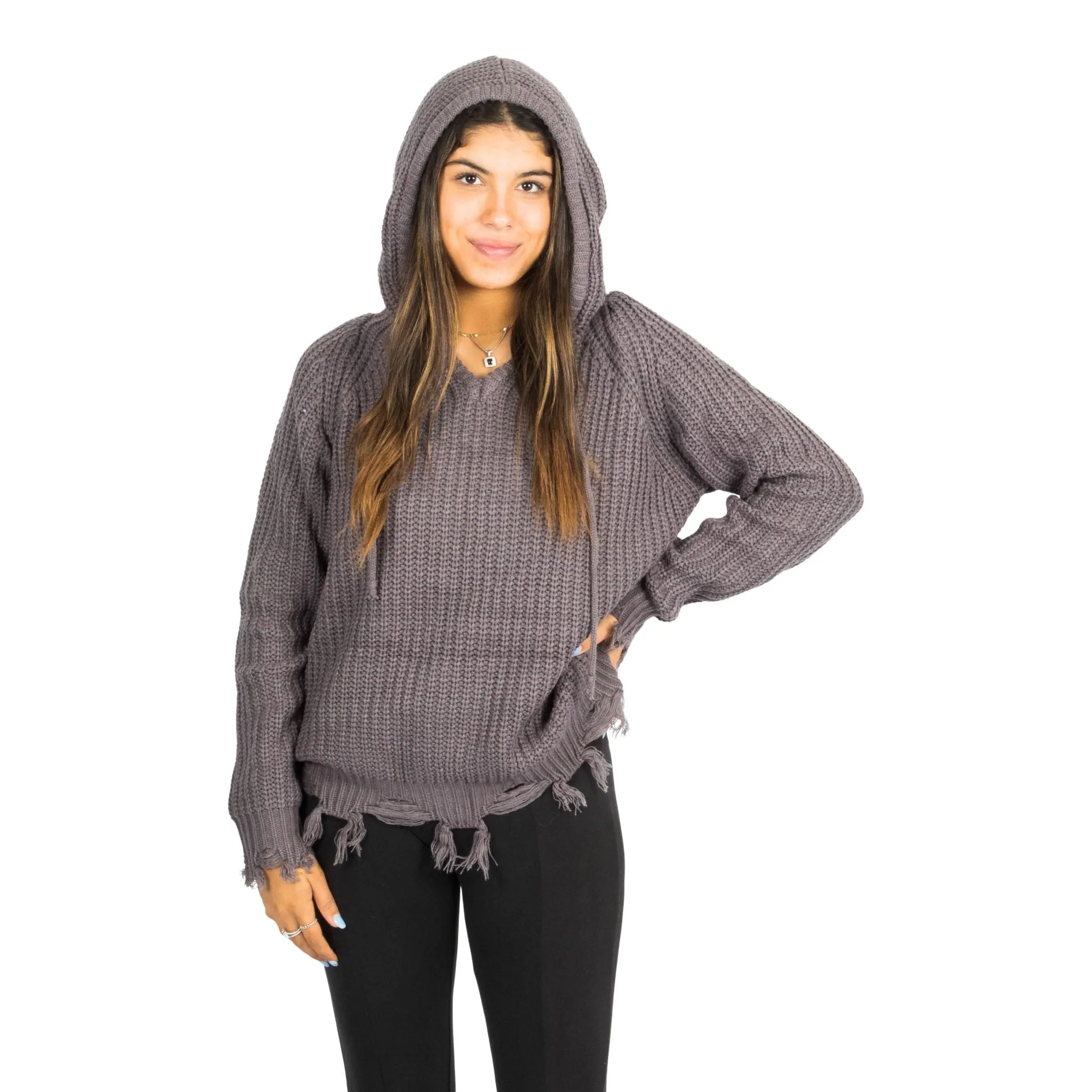 Shredded Hooded Sweater