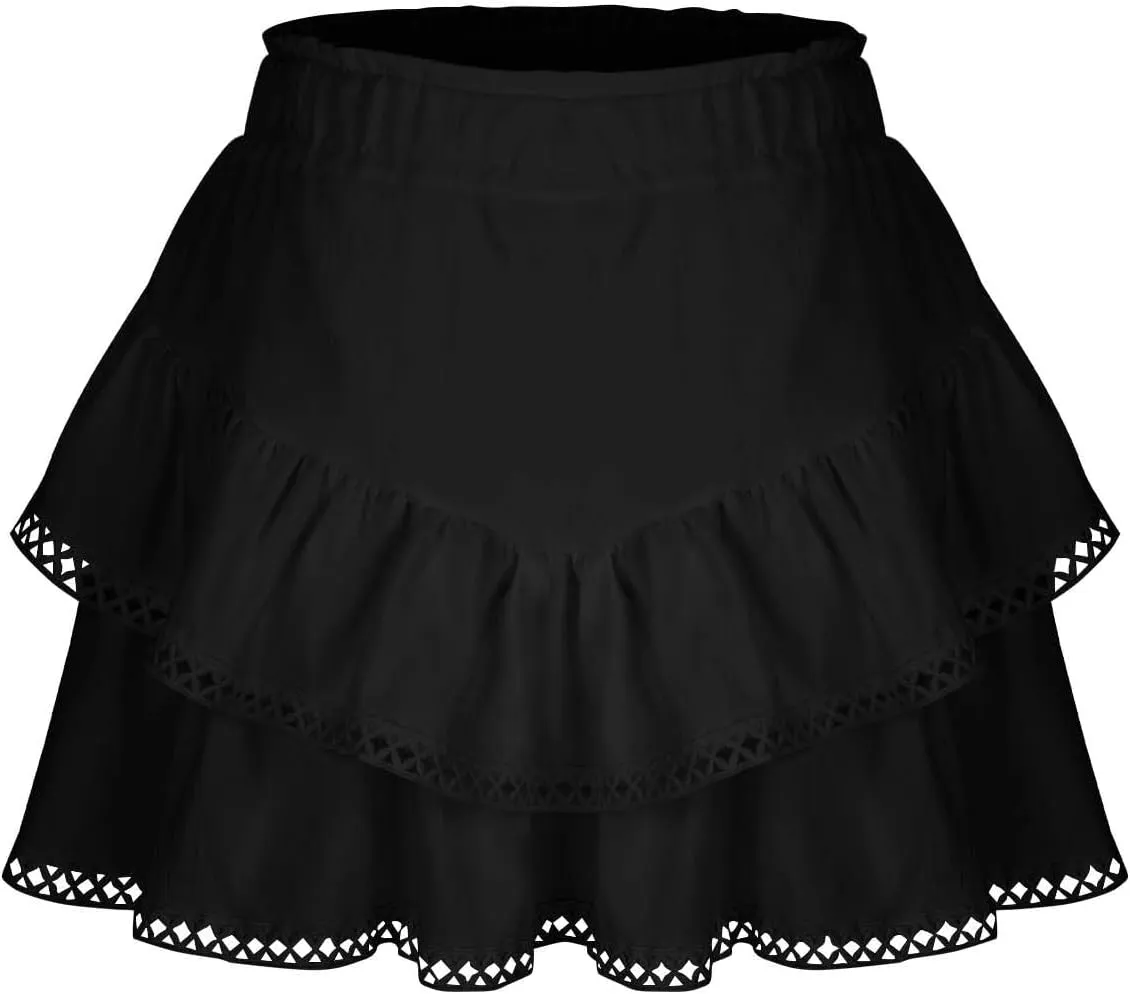 Skorts for Women Dressy Casual Ruffle Tiered Athletic Shorts Elastic High Waist Mini Skirts Cute Boho Beach Outfits