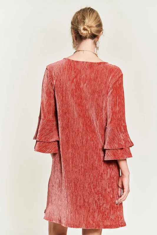 Soft As Silk Brick Velvet Mini Dress