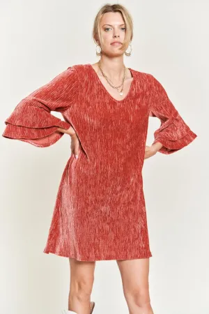 Soft As Silk Brick Velvet Mini Dress