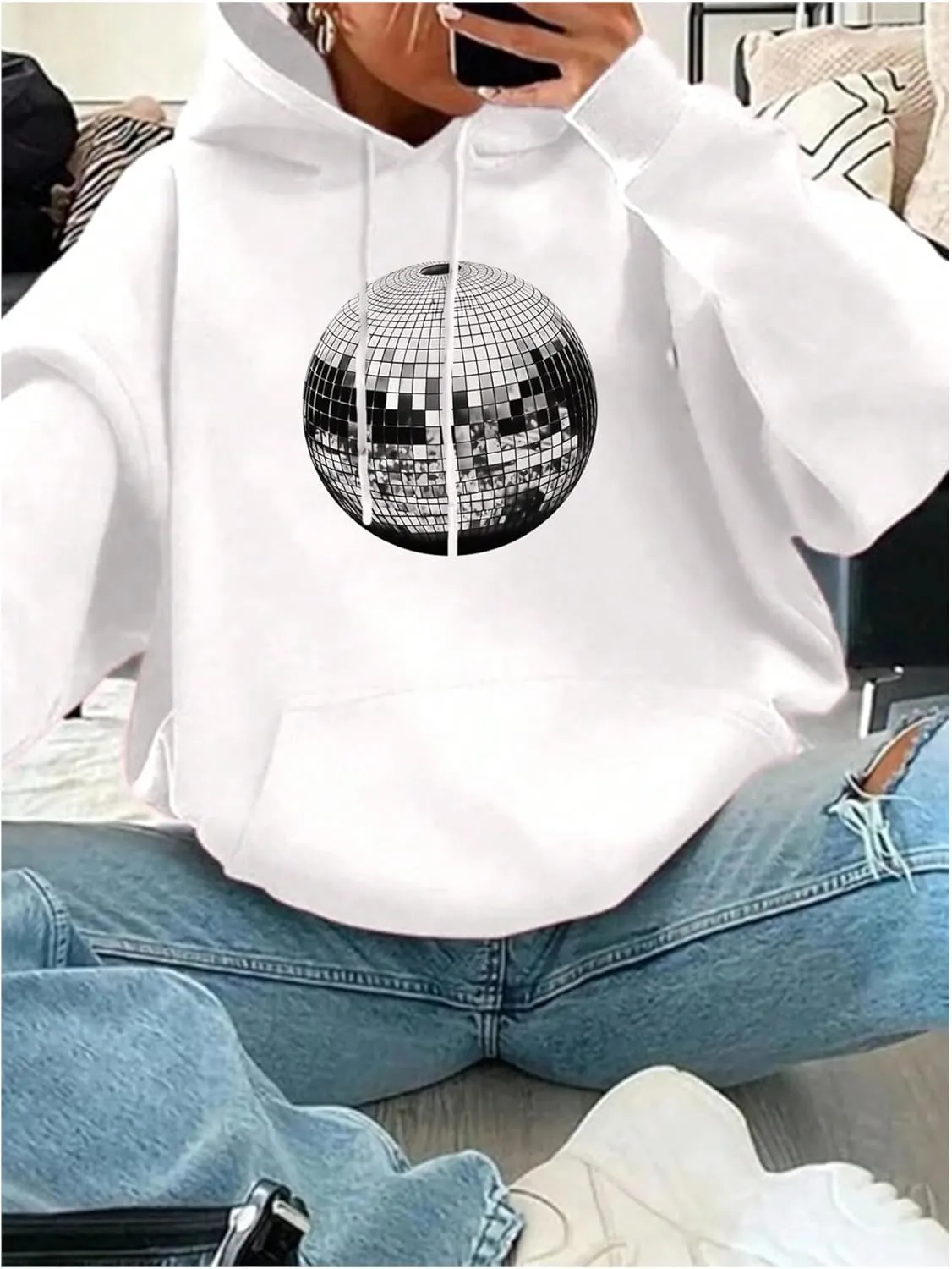 SOLY HUX Women's Graphic Hoodies Vintage Hooded Sweatshirts Long Sleeve Oversized Pullover Tops