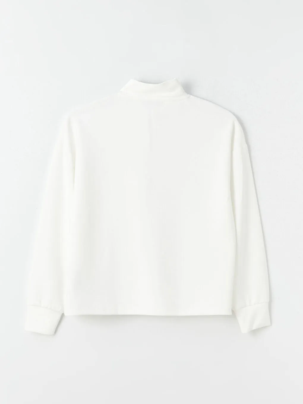 Stand Collar Plain Long Sleeve Women Sweatshirt