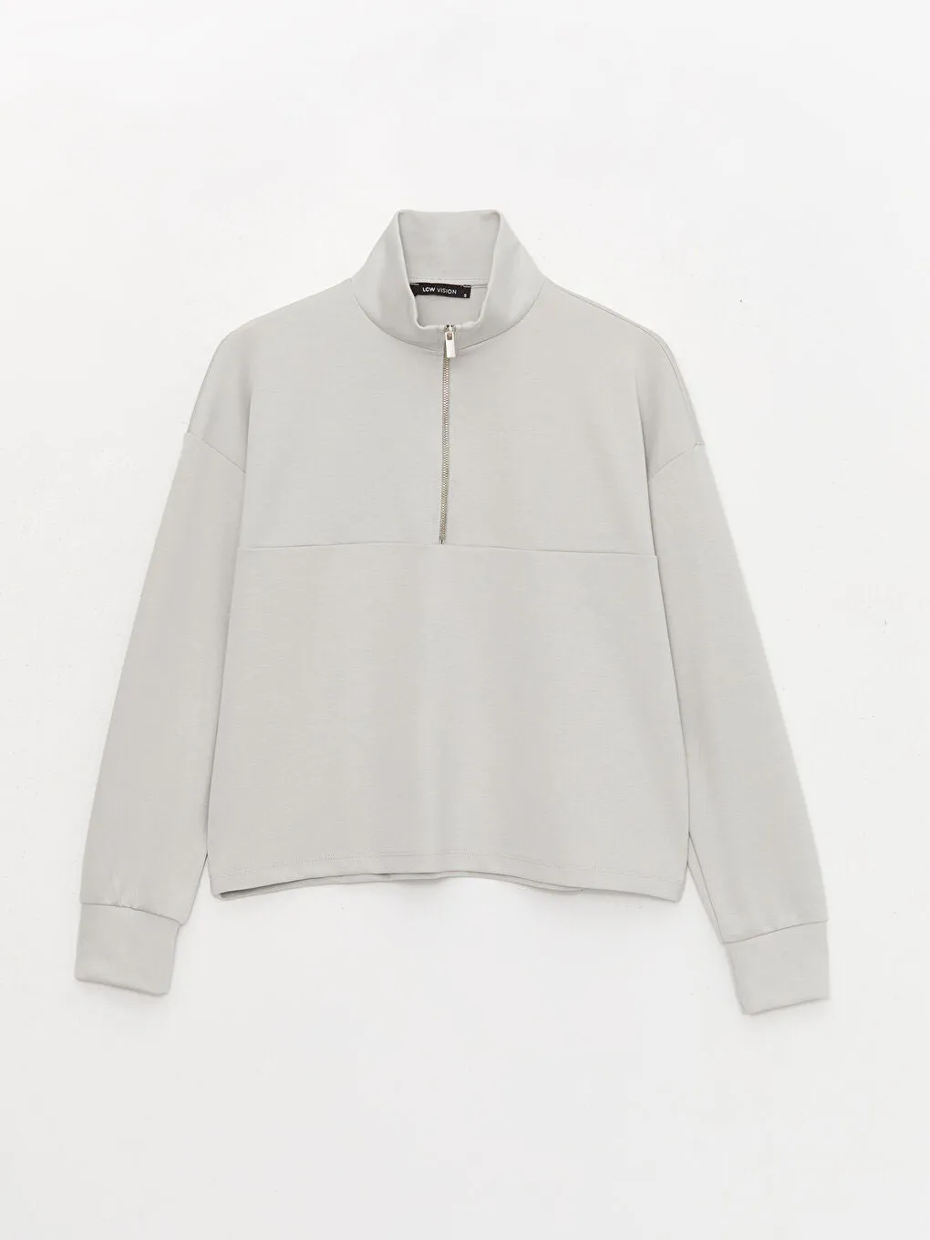 Stand Collar Plain Long Sleeve Women Sweatshirt