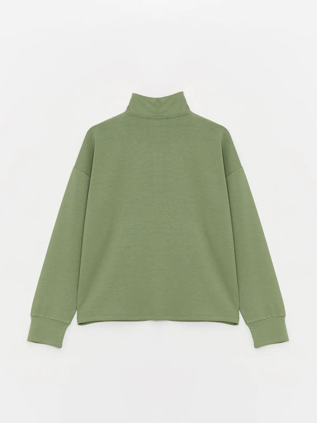 Stand Collar Plain Long Sleeve Women Sweatshirt
