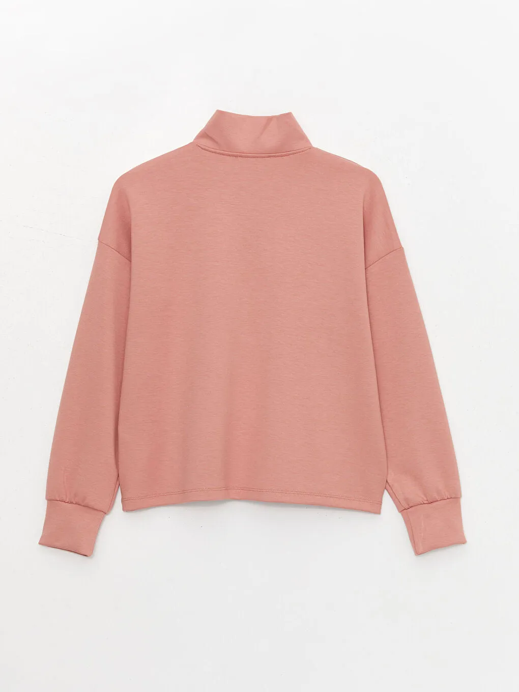 Stand Collar Plain Long Sleeve Women Sweatshirt