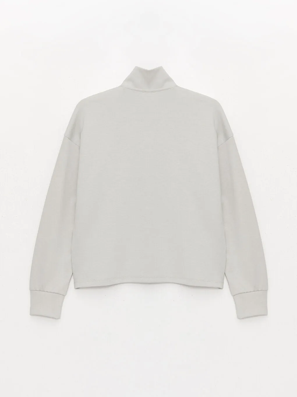 Stand Collar Plain Long Sleeve Women Sweatshirt