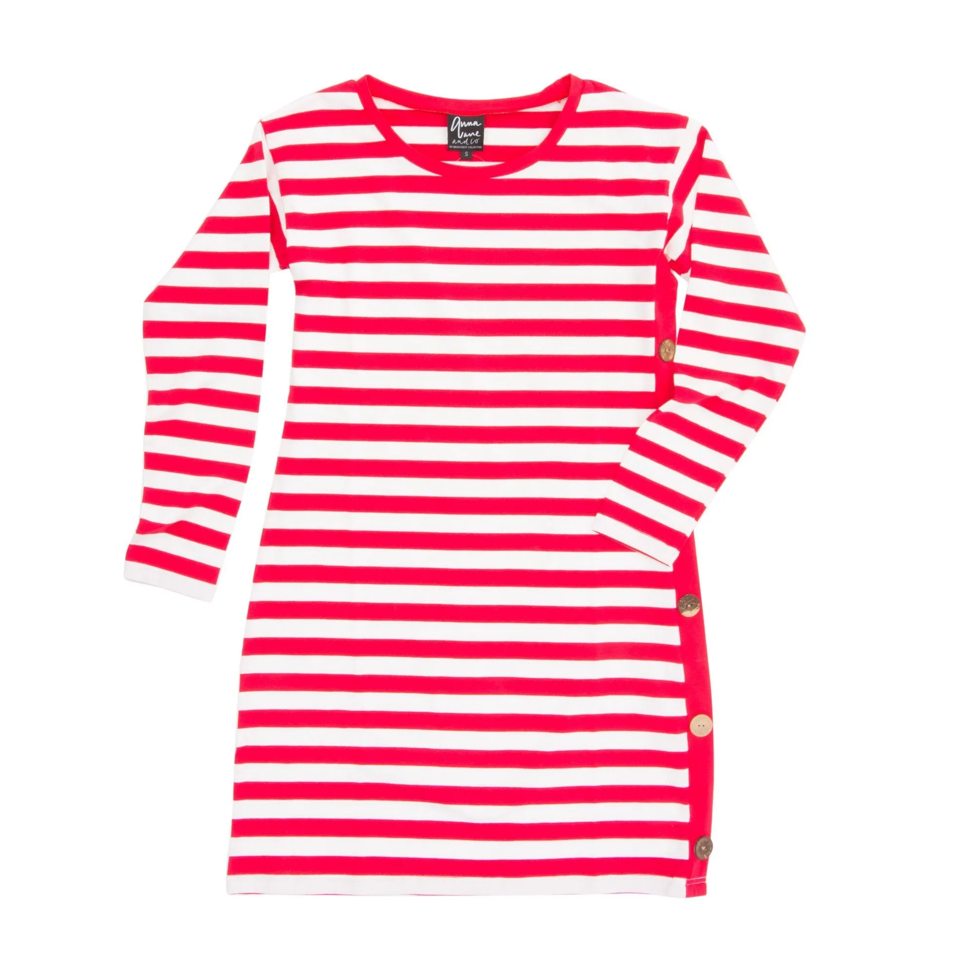 Stripe Long Sleeve Dress with Button Details
