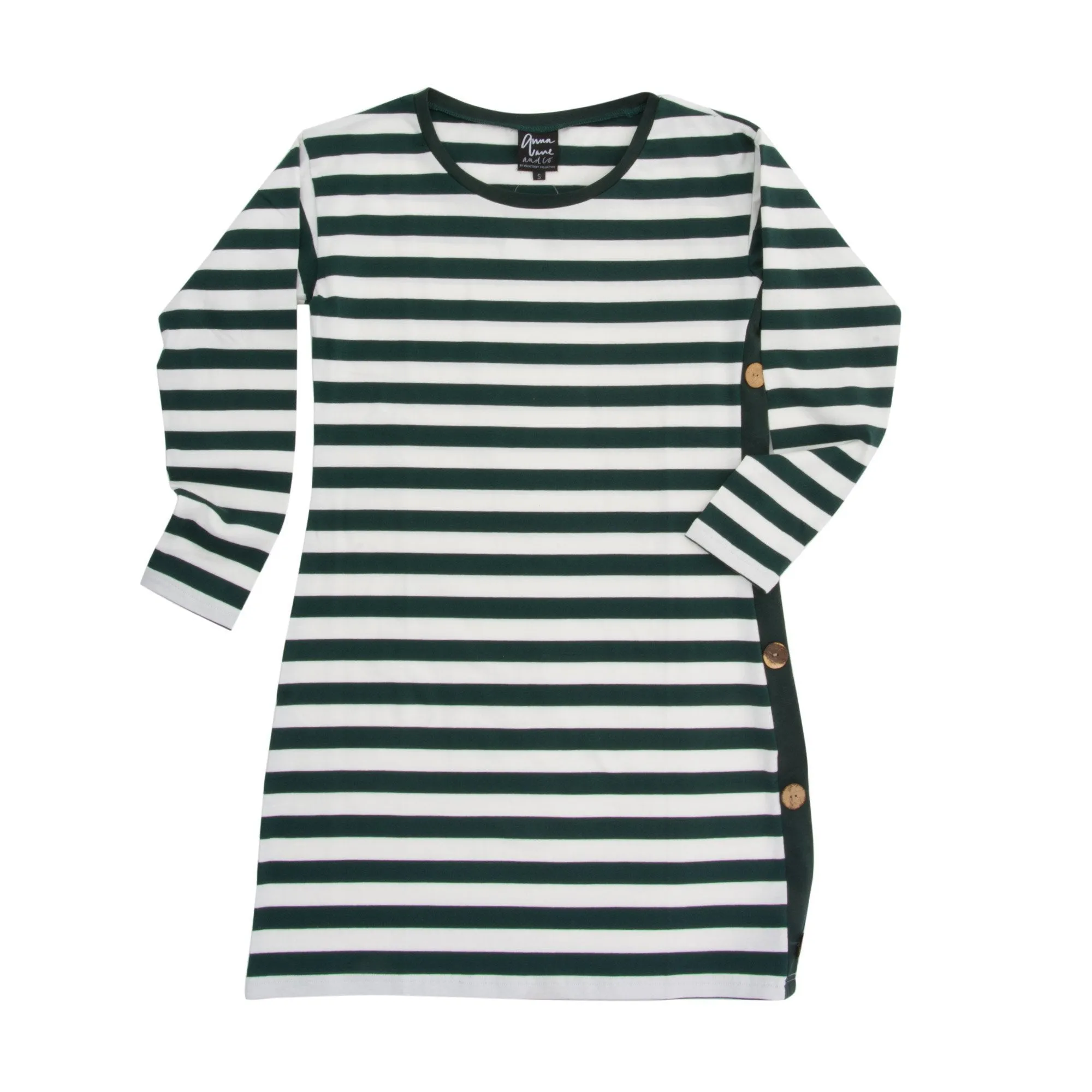 Stripe Long Sleeve Dress with Button Details