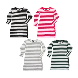 Stripe Long Sleeve Dress with Button Details