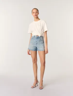 Studded denim shorts